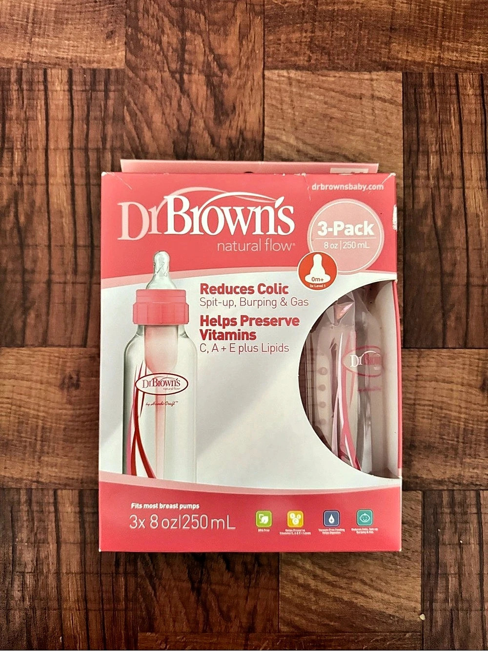 Dr. Brown's Natural Flow 3-Pack 8 oz Bottles NWT
